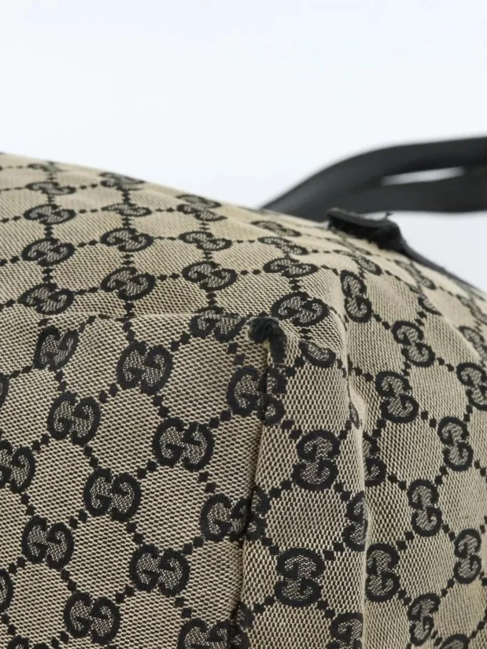 GUCCI GG Canvas Tote Bag Black Beige 019 0493 1669 Auth ka4701